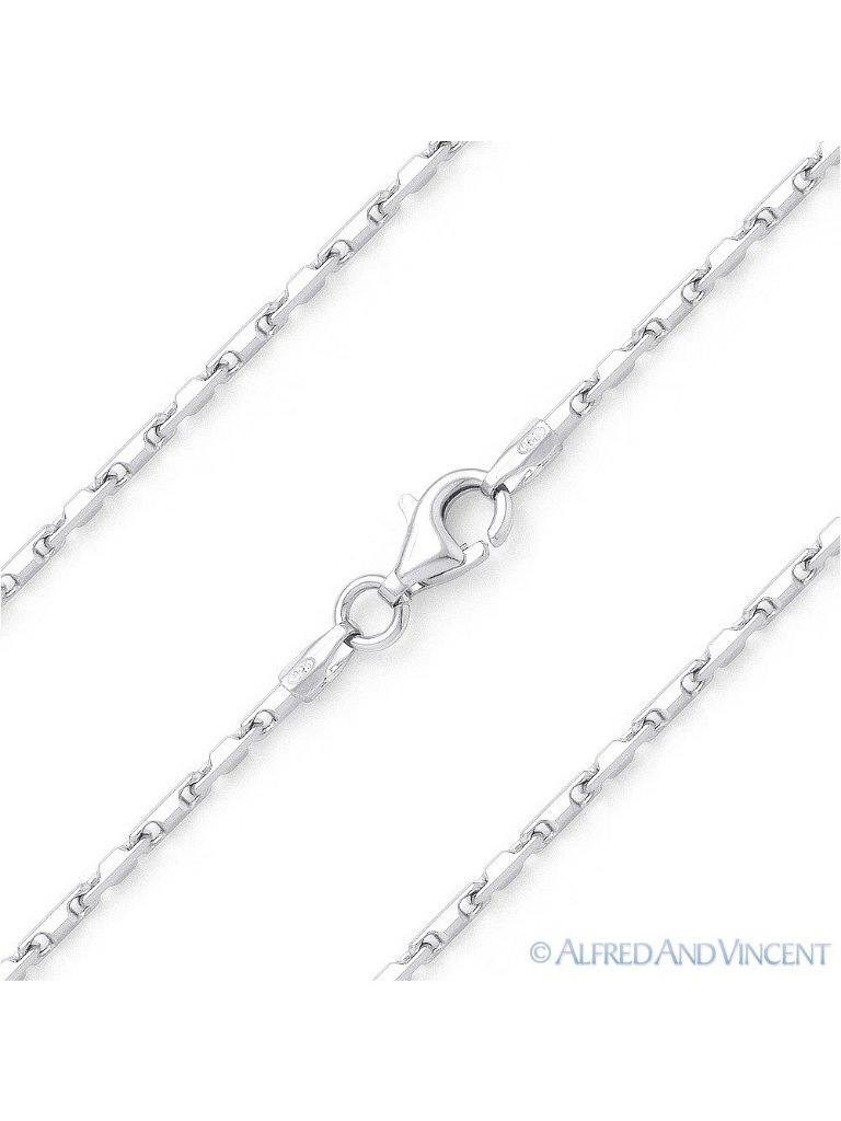 1.5mm Heshe Bar Link Italian Chain Necklace In .925 Sterling Silver - 16"